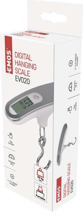 Actual product image Emos Svarstyklės luggage hanger, digital, LCD, max. 50 kg, 3 V, CR2032, PT-506, EV020 - EV020