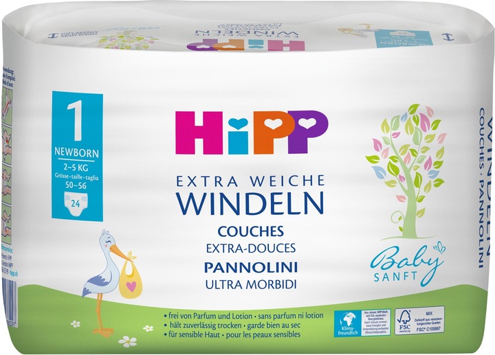 Image du produit Hipp Couches pour nouveau (Taille 1, Pack, 24 pièce(s))