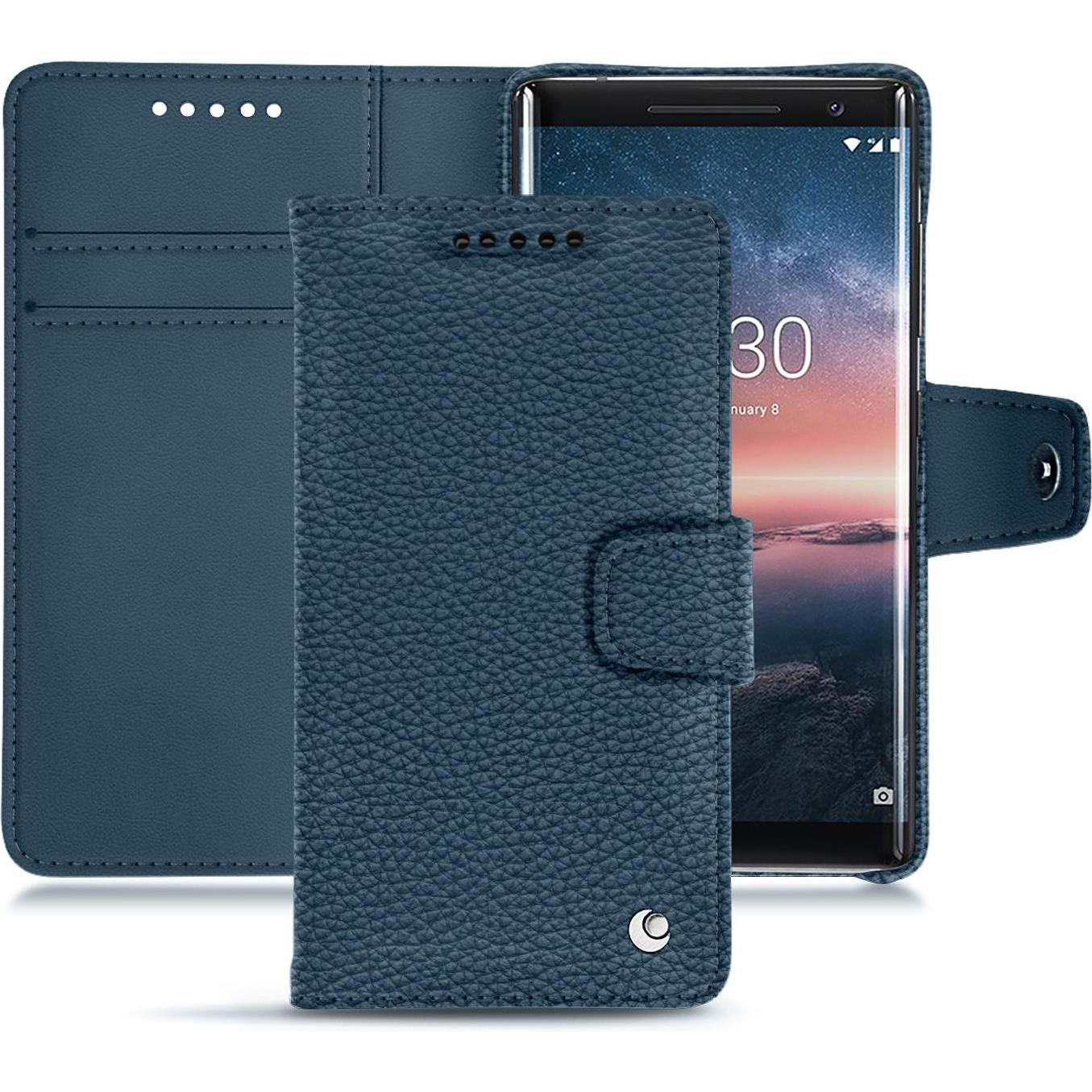 Noreve Lederschutzhülle Wallet (Nokia 8 Sirocco), Smartphone Hülle, Blau