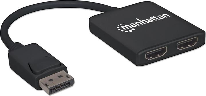 Actual product image Manhattan DisplayPort to 2-port HDMI splitter hub with MST