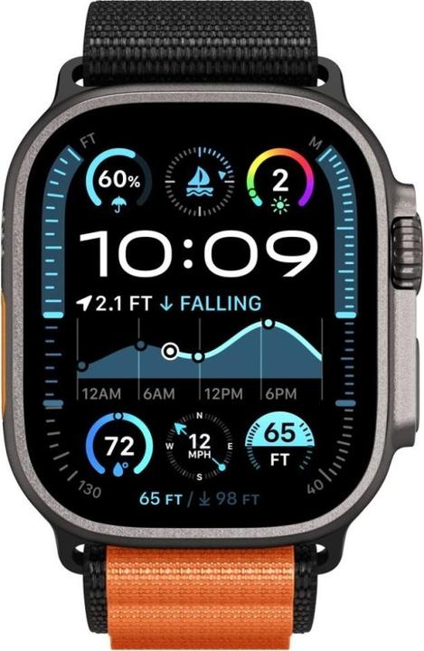 Produktbild Spigen WBF1 Armband für Apple Watch 44 / 45 / 46 / 49 mm - Schwarz und Orange (44 mm, 45 mm, 46 mm, 49 mm, Nylon)