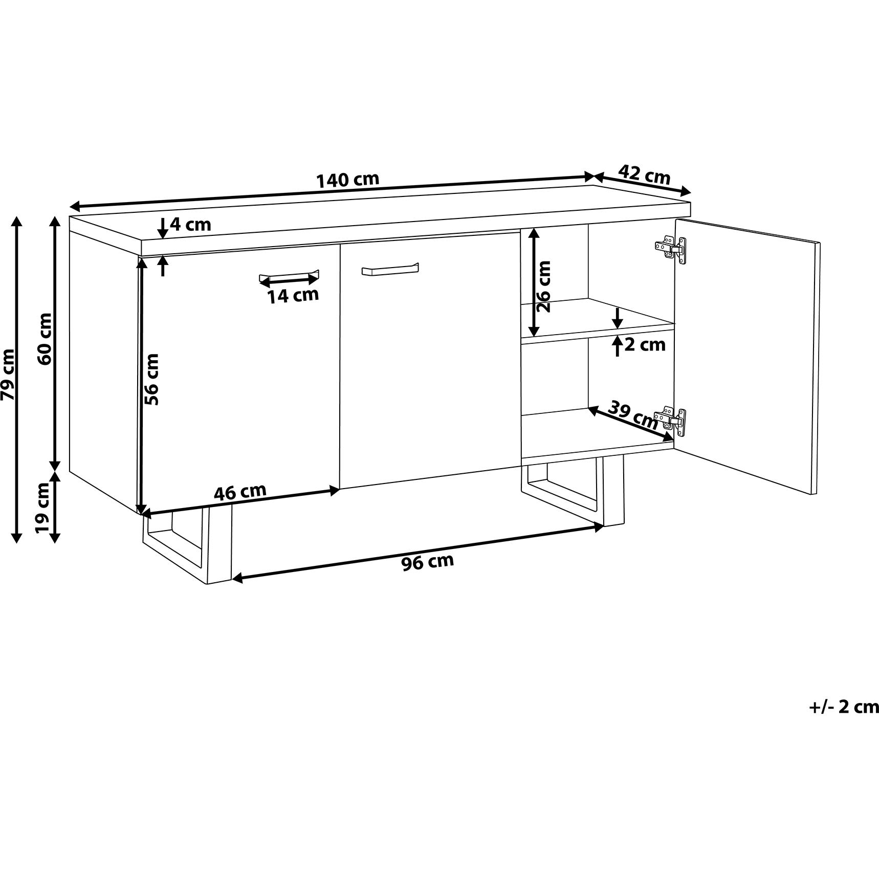 Thumbnail - Beliani, Kommode + Sideboard, Timber (140 x 42 x 79 cm)