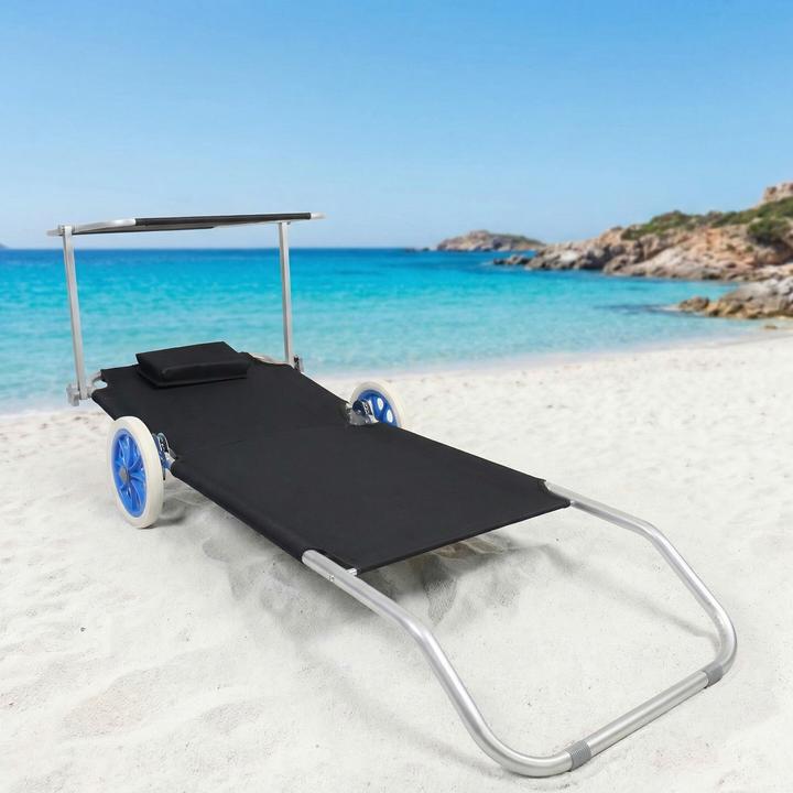 Actual product image VCM Sun lounger with wheels and sun canopy (165 cm)