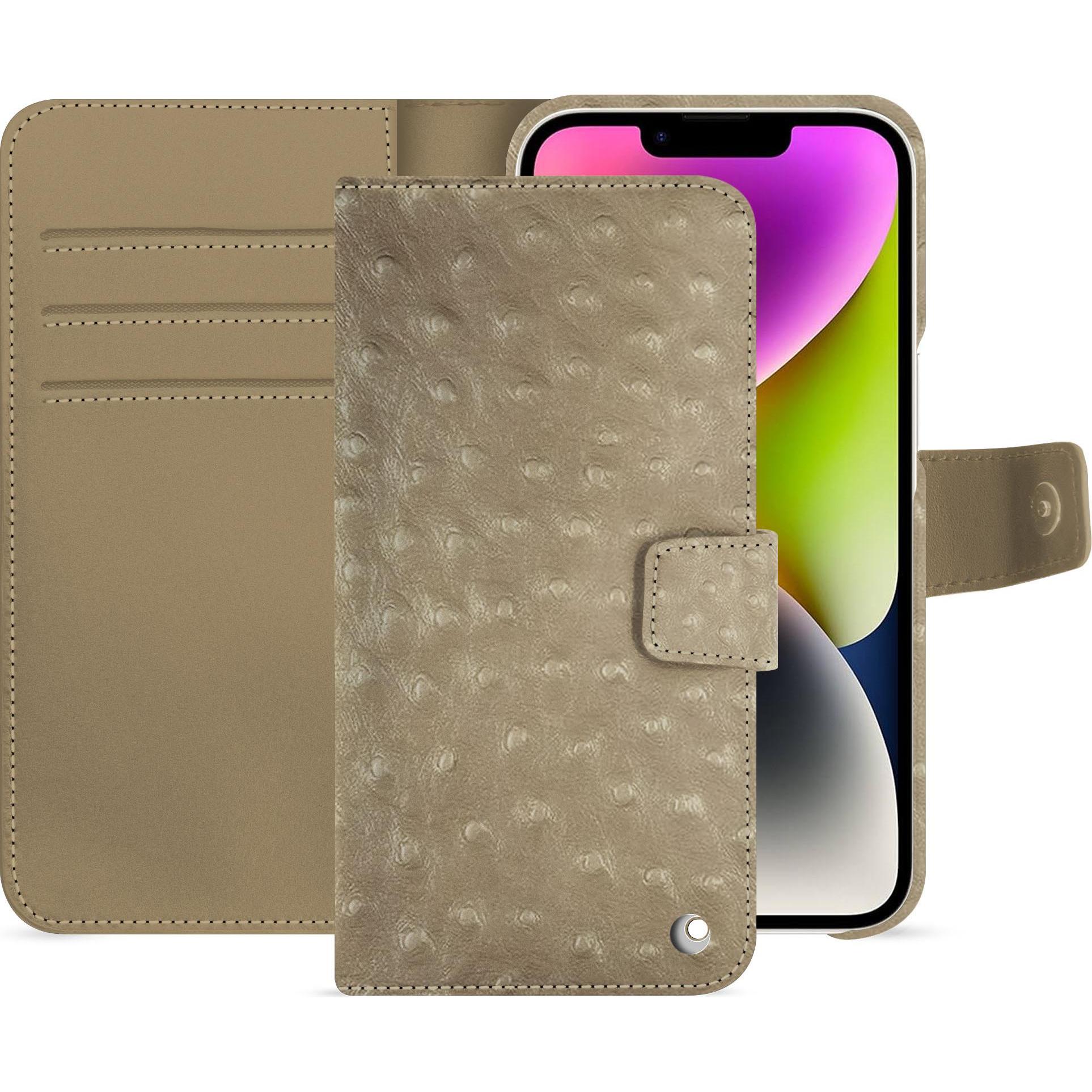 Noreve Lederschutzhülle Apple iPhone 15 Plus (Apple iPhone 15 Plus), Smartphone Hülle, Beige