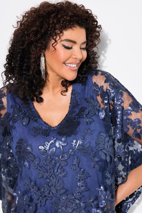 Produktbild Ulla Popken Kleid, Überwurf, Pailletten, V-Ausschnitt, 3/4-Arm (50, 52)