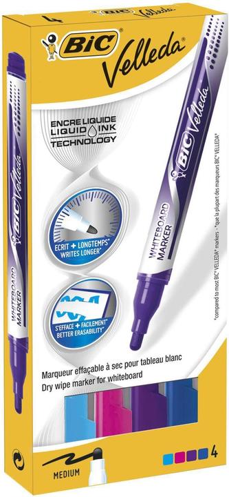 Actual product image Bic Velleda Whiteboard Marker (Light blue, Lilac, Rose, Dark Blue, 4.20 mm)