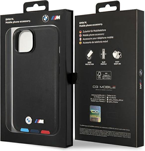 Image du produit BMW Étui BMHMP14M22PTDK iPhone 14 Plus 6,7" czarny/black Leather Stamp Tricolor Magsafe (Apple iPhone 14 Plus)