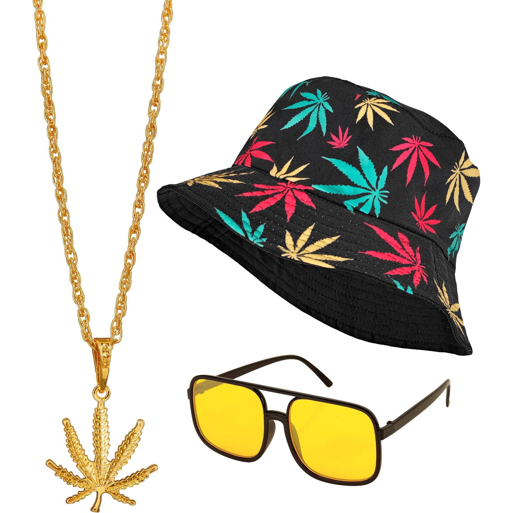 Widmann THE 90s HIP HOP FASHION - Marihuana (Anglerhut, Brille, Kette, Ring)