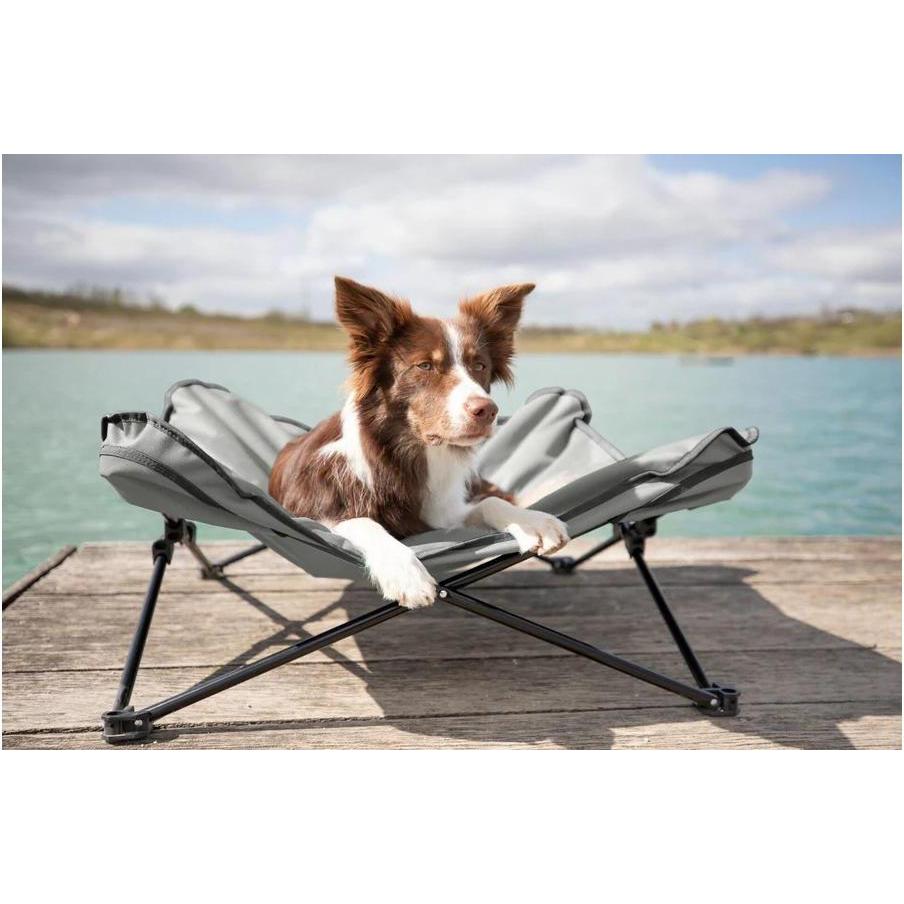 Trixie Lit de camping, jusqu'à 35 kg, 88 x 32 cm, gris foncé/pétrole (Chien), Panier pour chien + chat