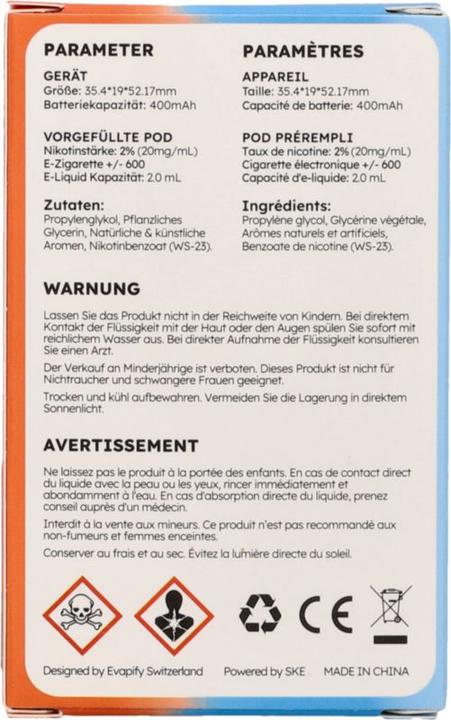 Label énergétique SKE Crystal Plus Amare Starter Kit Pastèque 2ml Pod & Device, 2% Nicotine (Glace, Pastèque)