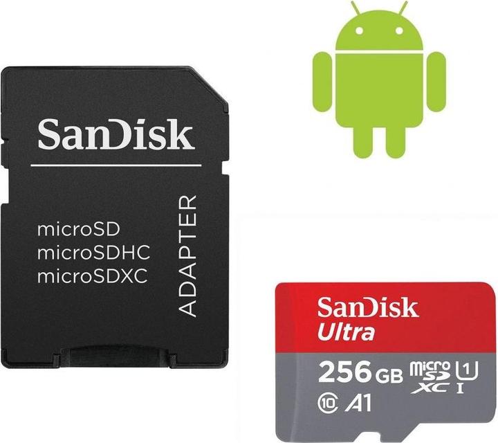 Actual product image SANDISK Ultra mit Adapter (256 GB, microSDXC, U1, UHS-I)
