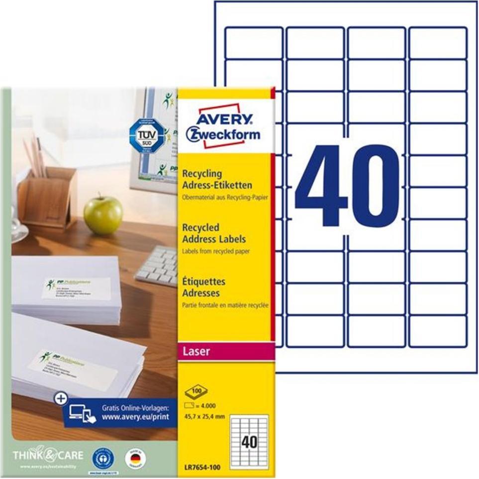 Avery, Etiketten, Recycling Adress-Etiketten