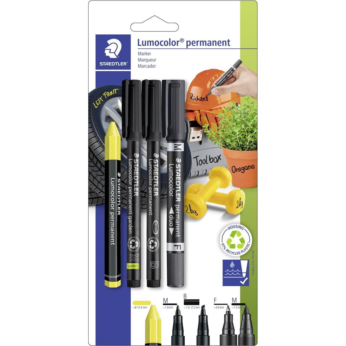 Staedtler, Marker, Marker Set Lumocolor 4St Variante (Schwarz, Gelb, 4 x)