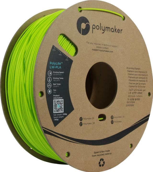 Produktbild Polymaker PolyLite LW-PLA (PLA, 1.75 mm, 800 g, Grün)