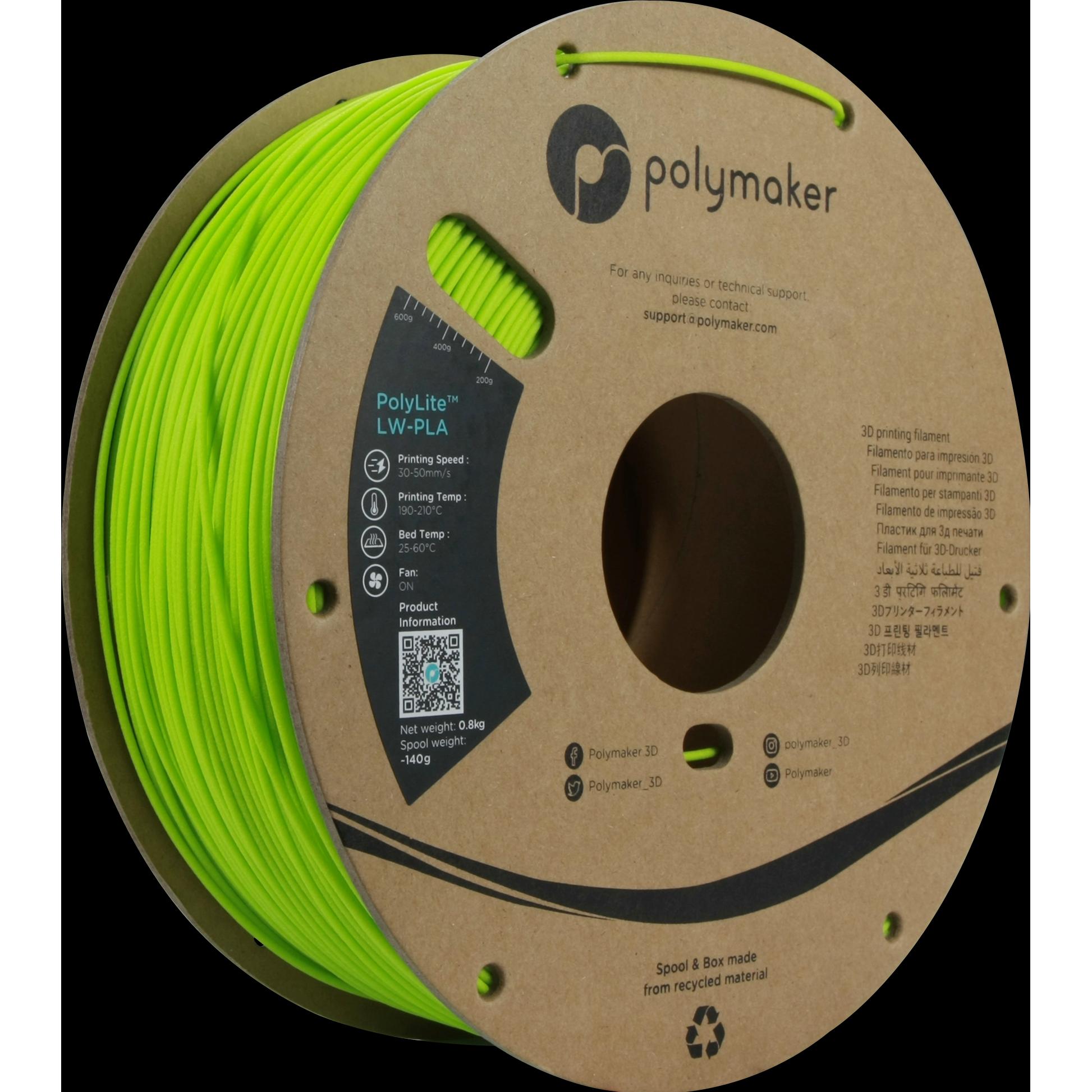 Thumbnail - Polymaker PolyLite LW-PLA (PLA, 1.75 mm, 800 g, Grün), 3D Filament, Grün