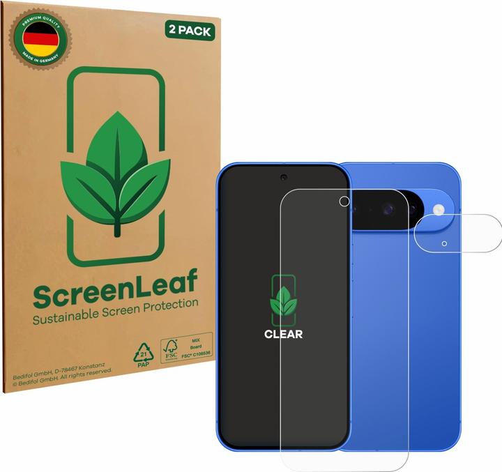 ScreenLeaf Screen Protector sustainable Screen Protection, clear, anti-scratch (2 pcs., Google Pixel 10)