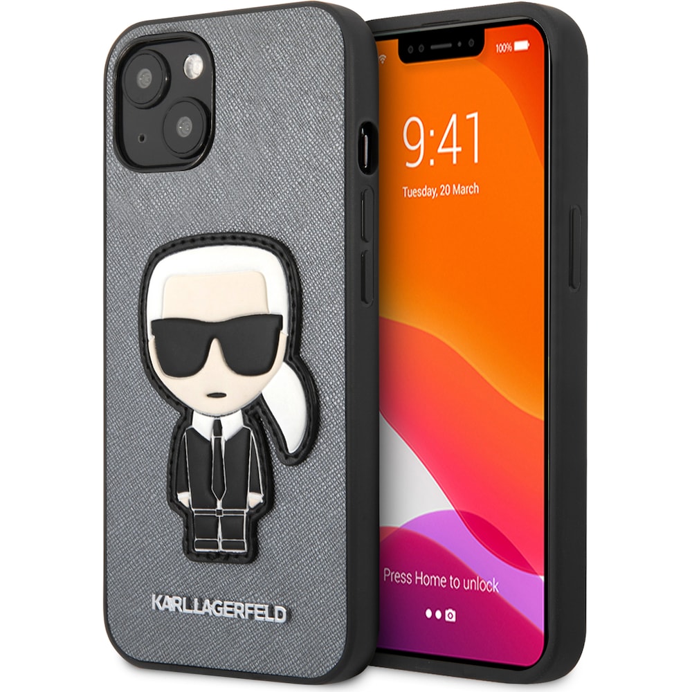 Karl Lagerfeld Case (Apple iPhone 13 mini), Smartphone Hülle, Silber