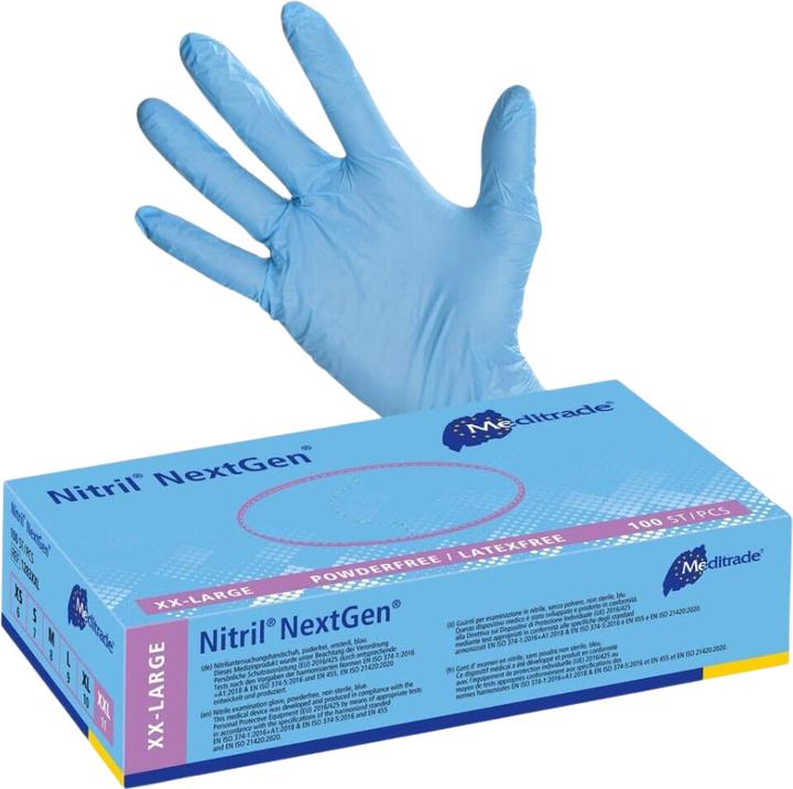 Produktbild Meditrade unisex Einmalhandschuhe Nitril® NextGen® blau Grösse 2XL 100 St. (XXL)
