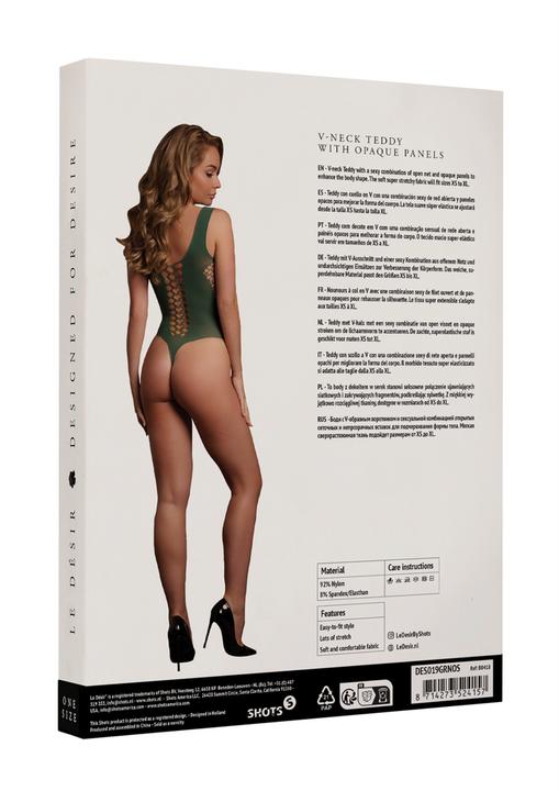 Actual product image Le Désir V-Neck Teddy with Opaque Panels - One Size (One size)