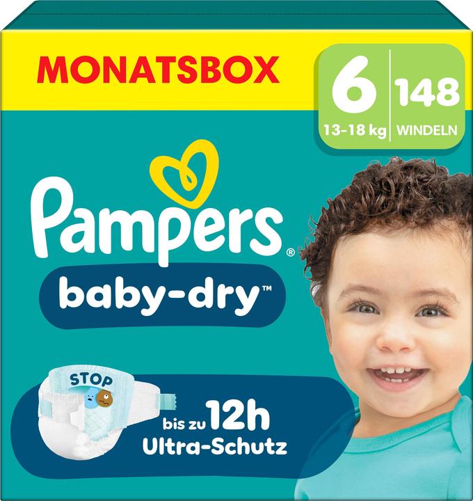 Pampers Baby-Dry (Taille 6, Pack mensuel, 148 pcs)