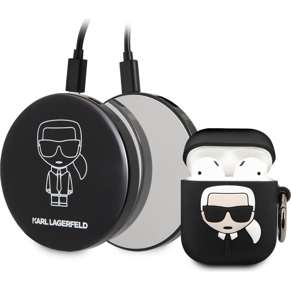 Karl Lagerfeld Case und Powerbank (Kopfhörer Hülle), Kopfhörertasche + Schutzhülle, Schwarz