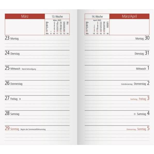 Rido, Agenda, Ersatzkalendarium TM 15 Wochenkalendarium 2025 (87 x 153 mm)