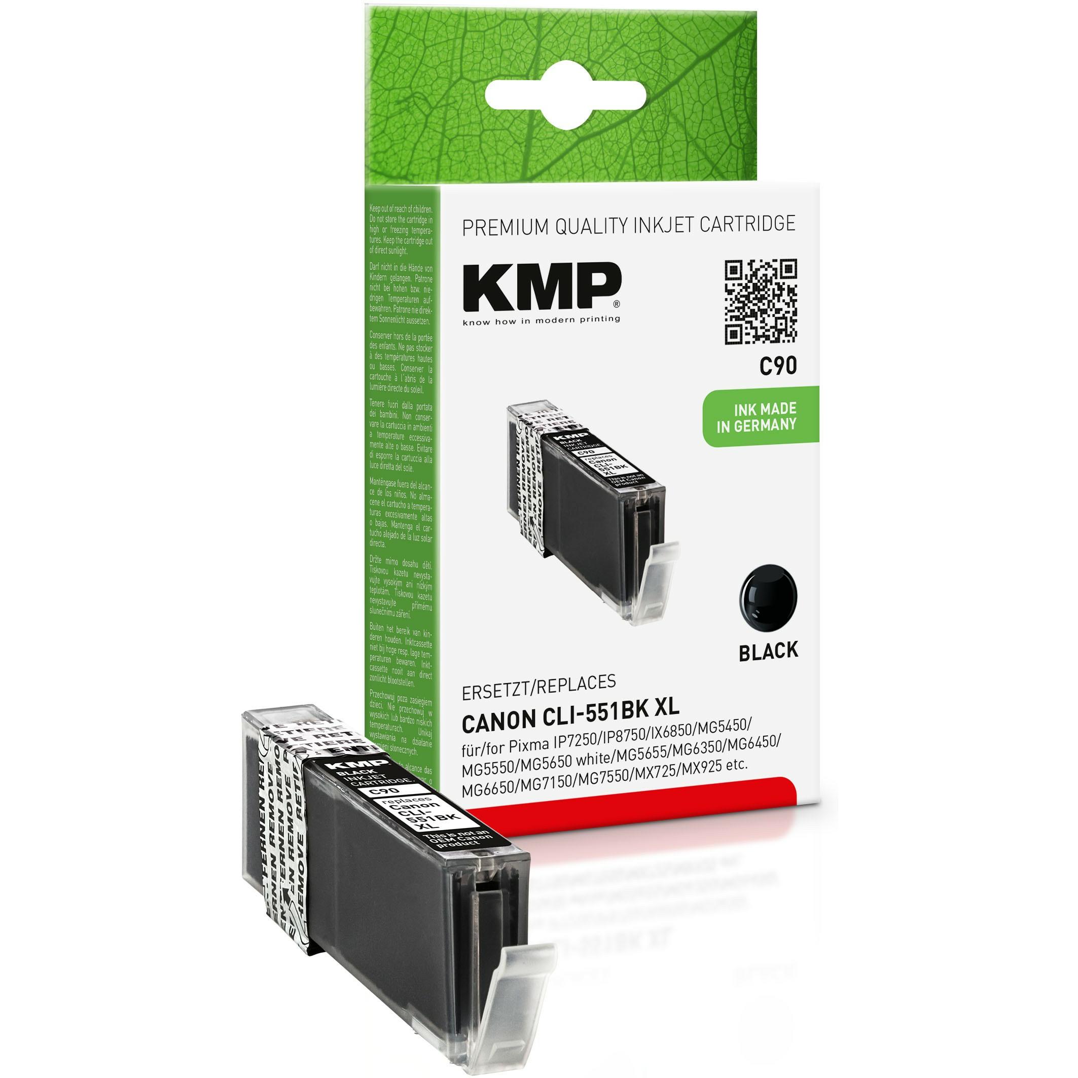 KMP, Druckerpatrone, C90 Tintenpatrone komp. mit Canon CLI-551 BK XL (BK)