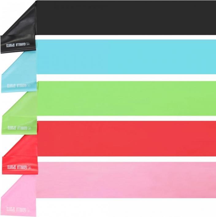 Immagine prodotto Gorilla Sports Set di bande per il fitness (1.20 m, Strong, Extra strong, Medio, Extra Light, Light)