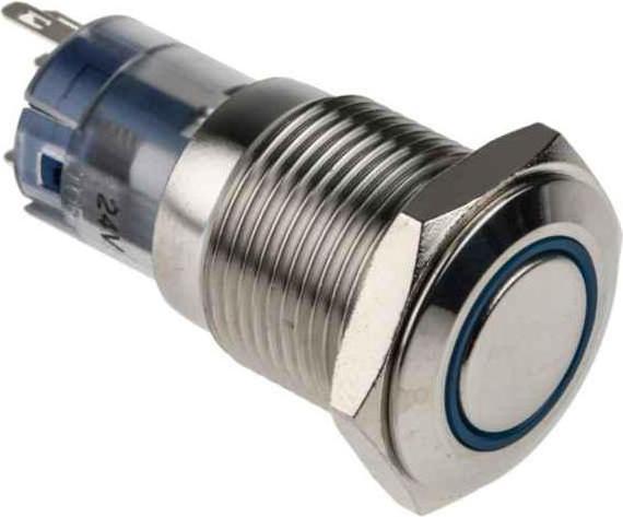 Produktbild RS PRO Switch Pushbutton Stainless Blue ring