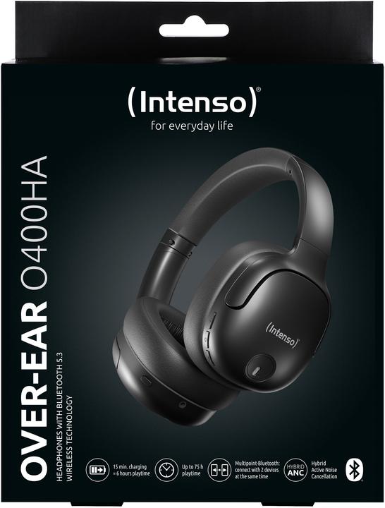 Immagine prodotto Intenso Cuffie over-ear O400HA - Cancellazione attiva del rumore ibrida, fino a 75 ore di autonomia e B (ANC, 75 h, Senza fili)