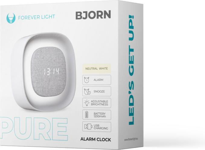 Immagine prodotto Forever Light Wecker mit Nachtlicht LED PURE FNL-03 BJORN weiss quadratisch