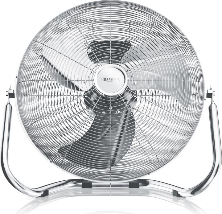 Brandson Wind machine 53.5 cm Ø, retro floor fan 200W tiltable, carrying handle, high air flow, silver (67 dB)