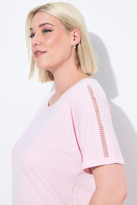 Actual product image Ulla Popken Openwork Detail Short Sleeve Two Piece Pajama Set (58)