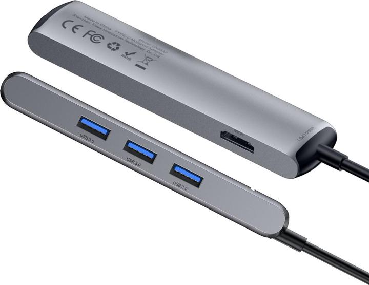 Actual product image Baseus CAHUB-J0G (USB-C, 6 Ports)