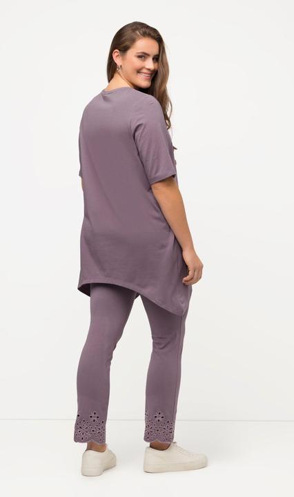 Immagine prodotto Ulla Popken T-shirt in cotone biologico con ricami traforati, scollo a girocollo e mezze maniche (46, 48)