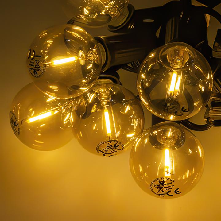 Actual product image Forever Light Solar Garland 5,5m +10 LED bulbs filament gold E12 G40 IP44 (240 lm, E12, IP44)
