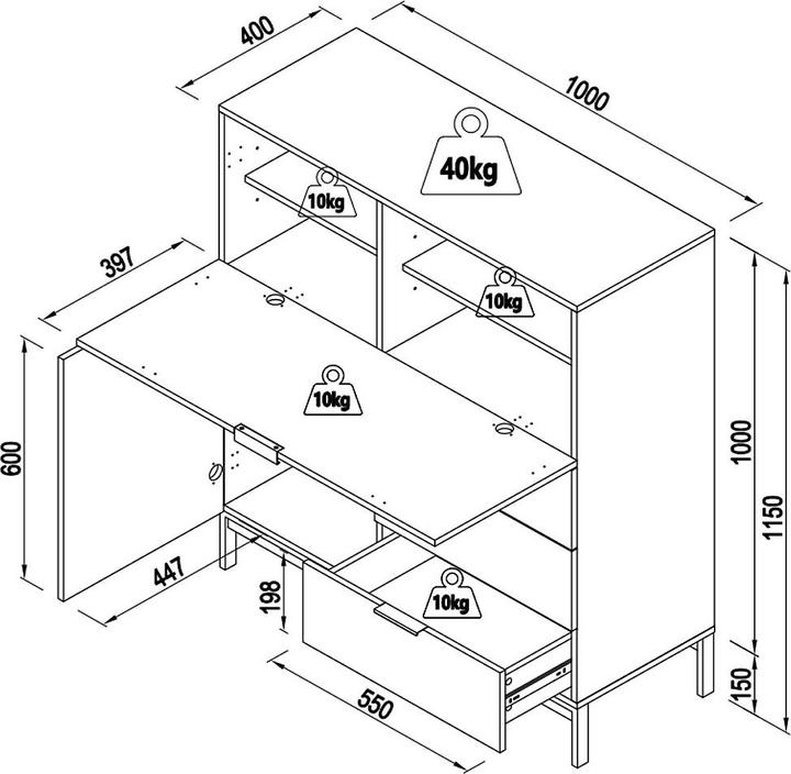 Immagine prodotto Vente-unique Erwin (100 x 40 x 115 cm)