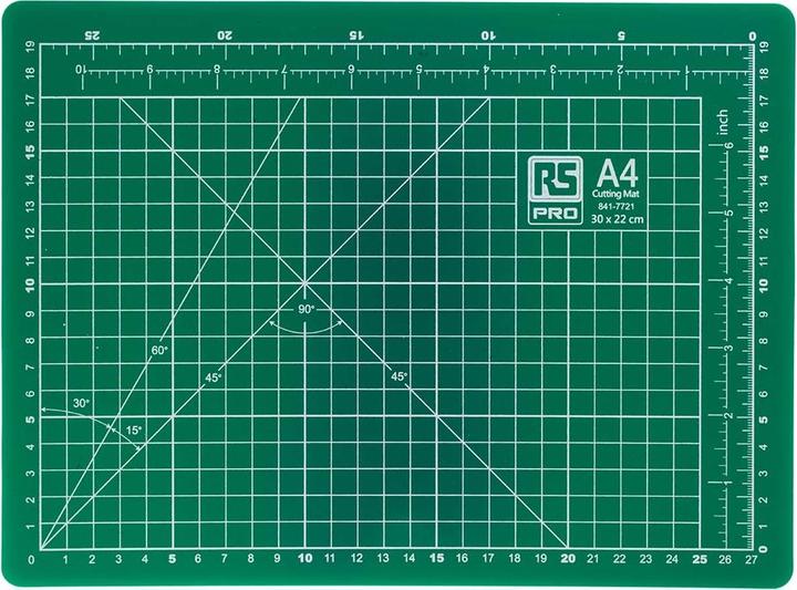 Produktbild RS PRO Schneidematte, 300mm x x 220mm, Grün, 10mm (31.30 x 22.80 cm)