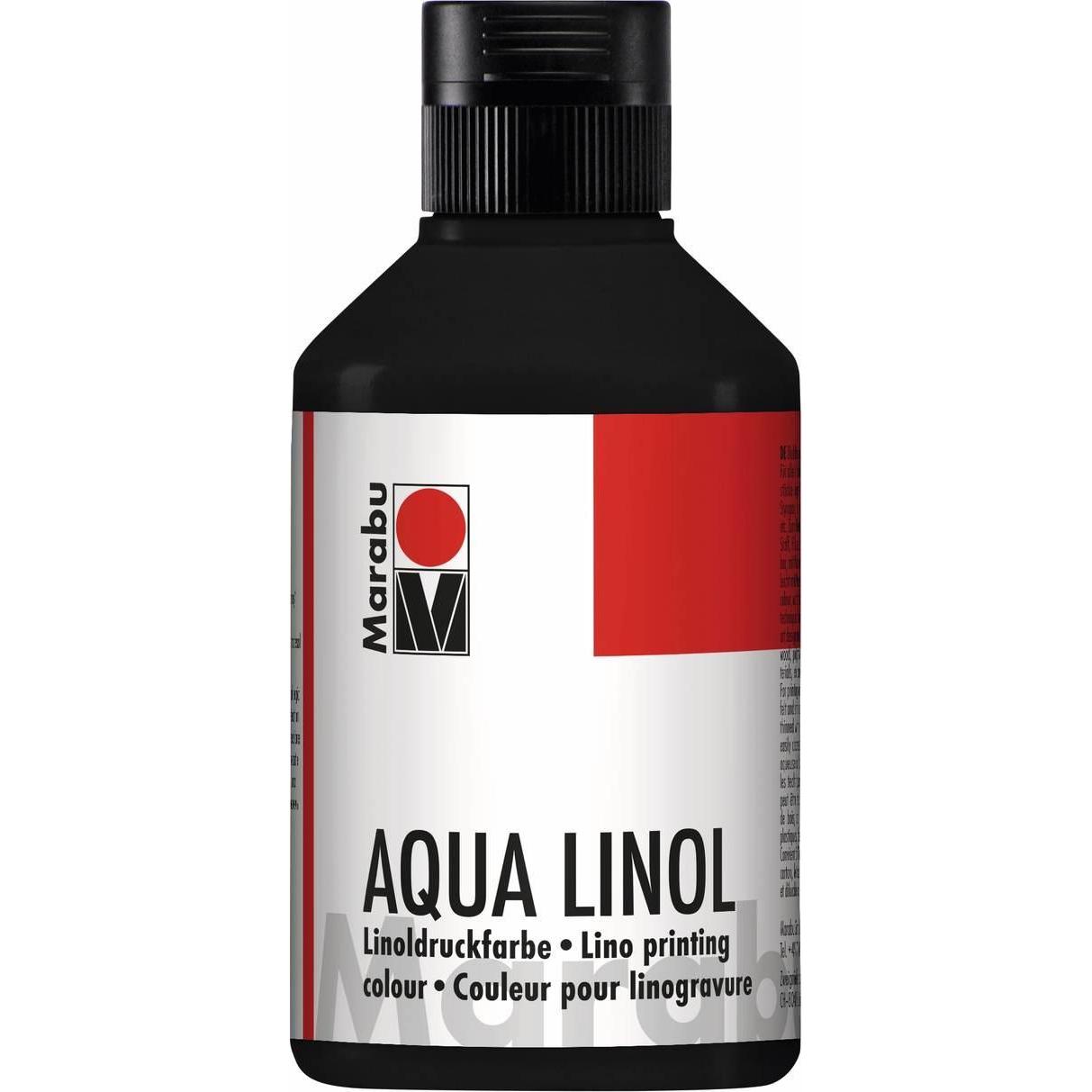 Marabu, Künstlerfarbe + Bastelfarbe, Aqua-Linoldruckfarbe (Schwarz, 250 ml)