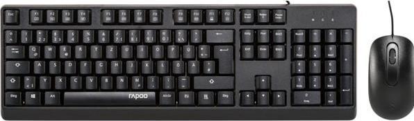 Rapoo Kabelgebundenes Kombo Set "NX1500", Schwarz, QWERTZ (DE, Cablato)