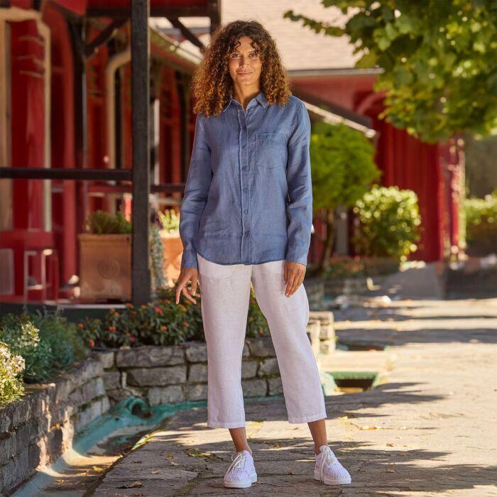 Immagine prodotto Artime Leinenbluse mit Hemdkragen, uni (M)