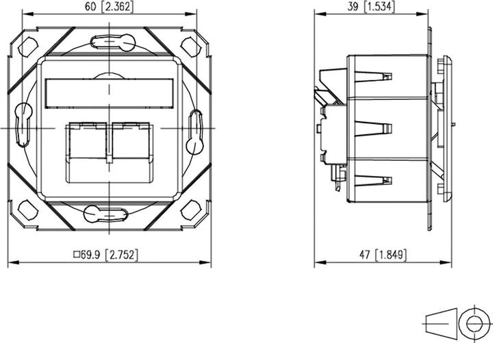 Produktbild Metz Connect E-DAT C6A IDC Dose, 2 Port