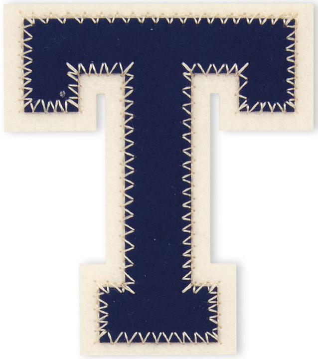 Actual product image Prym Application letter T, blue/ecru (5.50 x 6.50 cm)