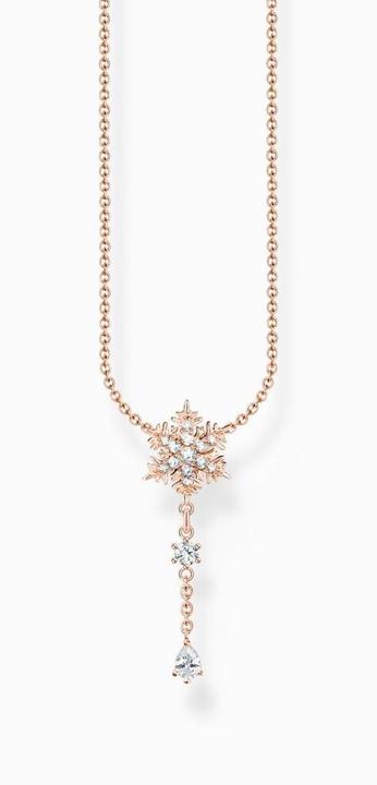 Immagine prodotto Thomas Sabo Collana Fiocco di Neve con Pietre Bianche Oro Rosa (Placcatura in oro rosa 750, Argento 925, 40 - 45 cm)