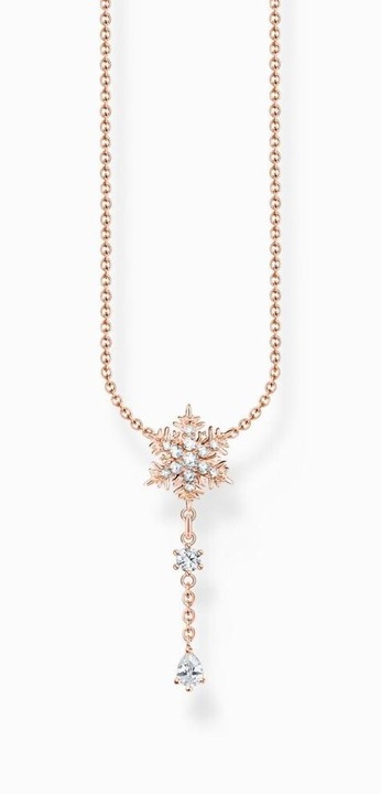 Produktbild Thomas Sabo Halskette Schneeflocke mit Weissen Steinen Roségold (925er Silber, 40 - 45 cm)