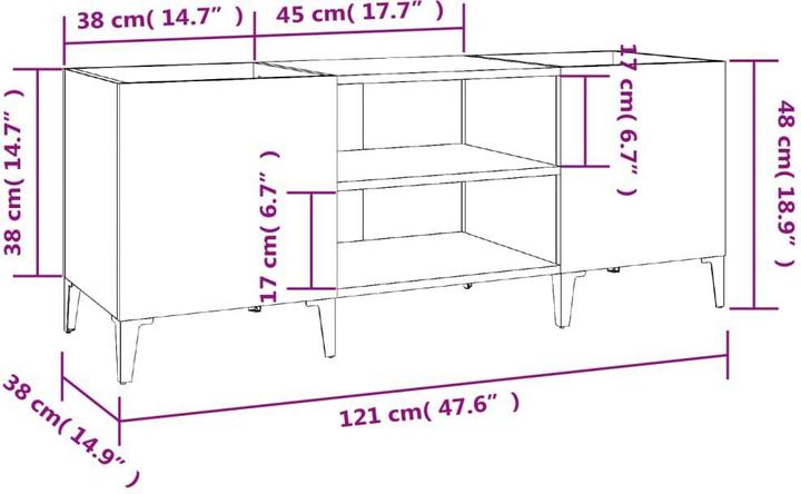 Produktbild VidaXL Plattenschrank Weiss 121x38x48 cm Holzwerkstoff (121 x 38 x 48 cm)