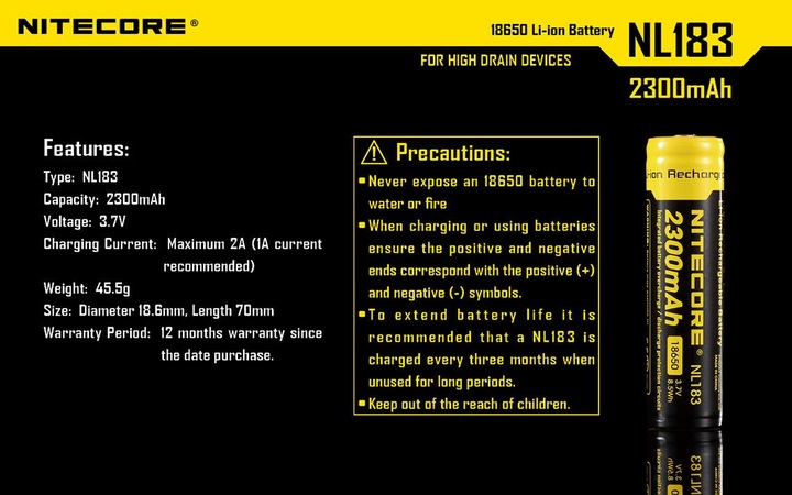 Actual product image Nitecore Nl 183