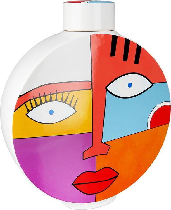 Image du produit Gilde Vase à couvercle Grafic Face coloré petit.