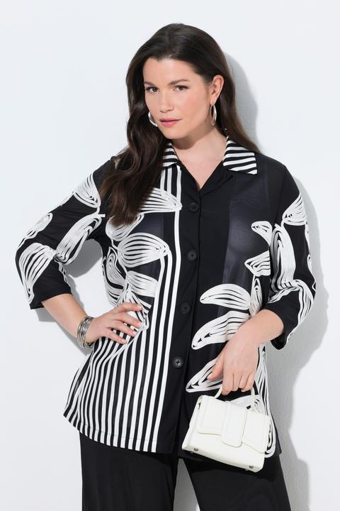 Immagine prodotto Ulla Popken Camicetta lunga con colletto da camicia, ricamo, maniche a 3/4 (46)