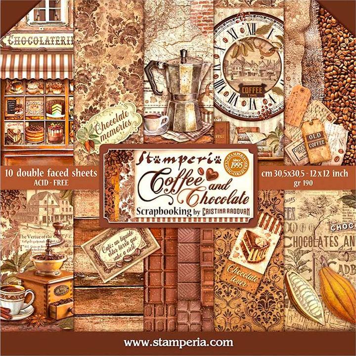 Stamperia Bloc de scrapbooking "Café et Chocolat (190 g/m², 10 x)